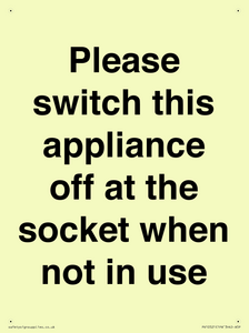 Please switch this appliance off at the socket when not in use